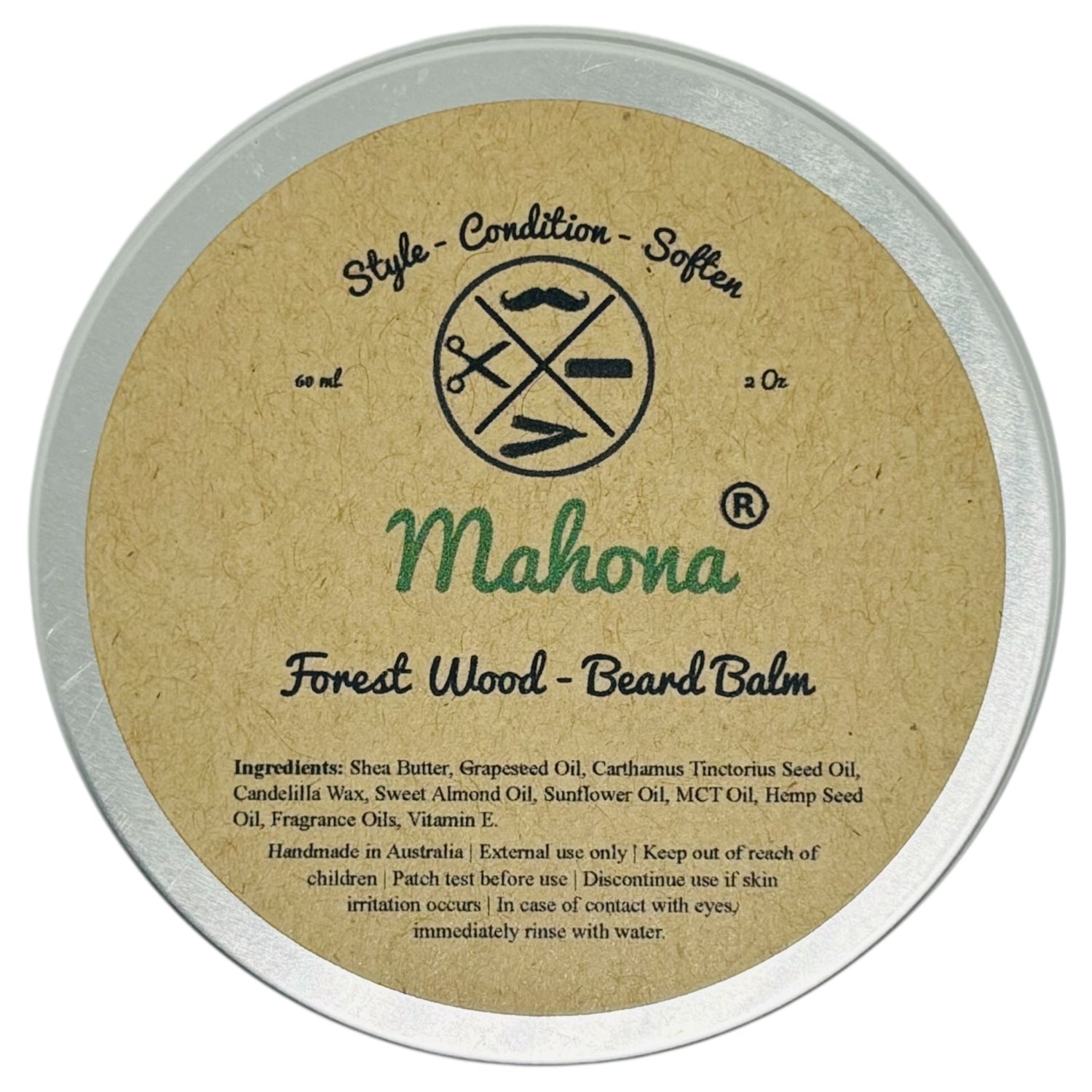 Mahona Beard Balm 30ml. 100% Natural & Organic. Vegan Friendly Australian Made Beard Balm